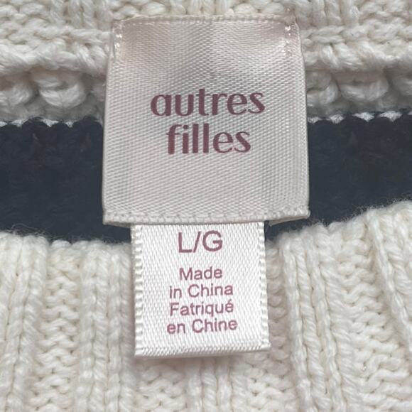 Striped Nautical Sweater Women's Large Chunky Knit Pullover Blue White Coastal - Picture 6 of 11